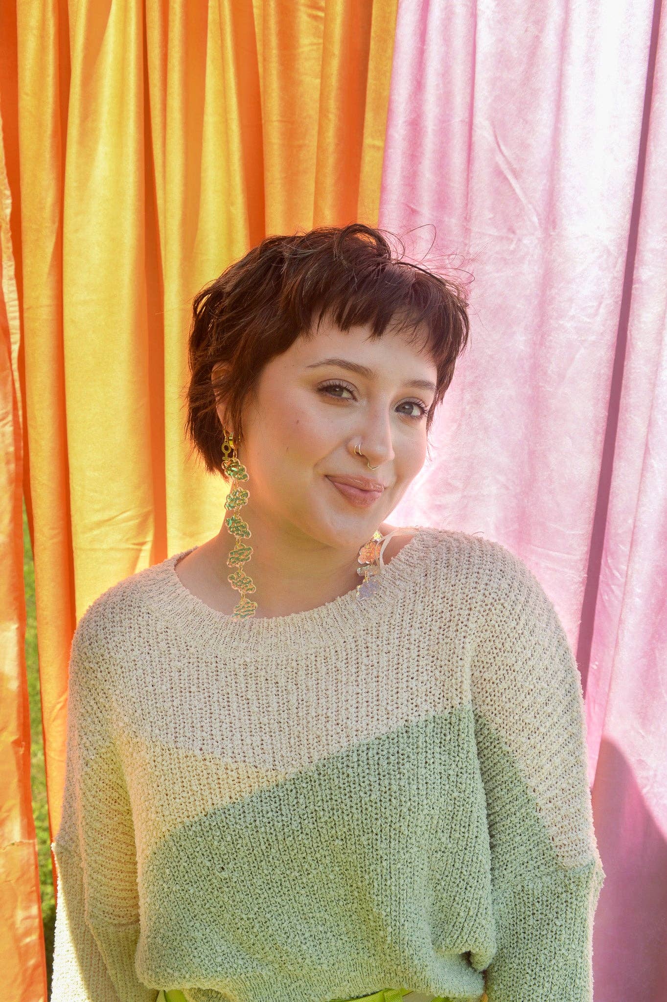 Iridescent Cloud Shimmer Statement Earrings