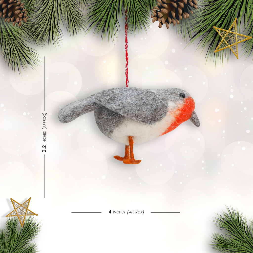 Felt Ornament Tuft Grey Bird