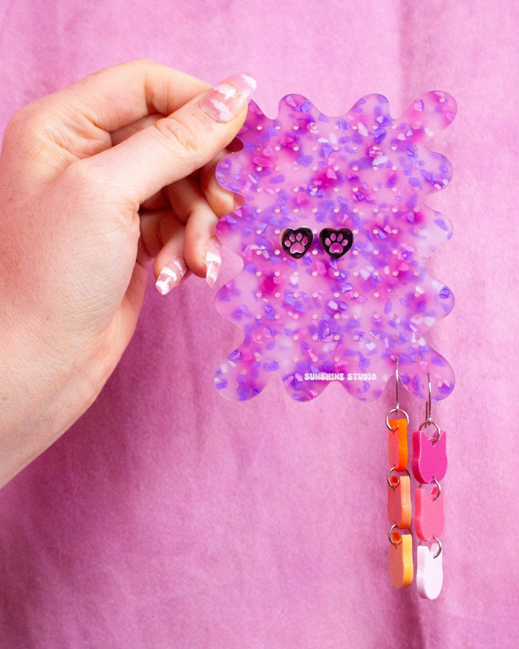 Purple Terrazzo Travel Earring Holder