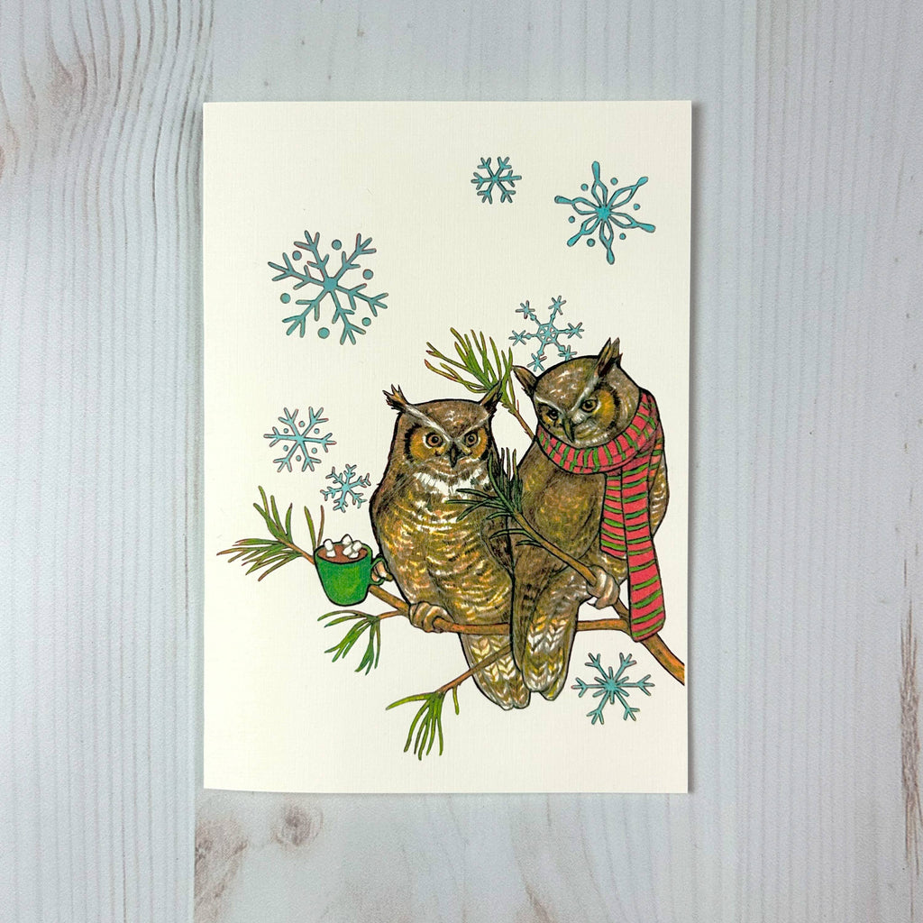 Winter Owls - 5x7 blank notecard