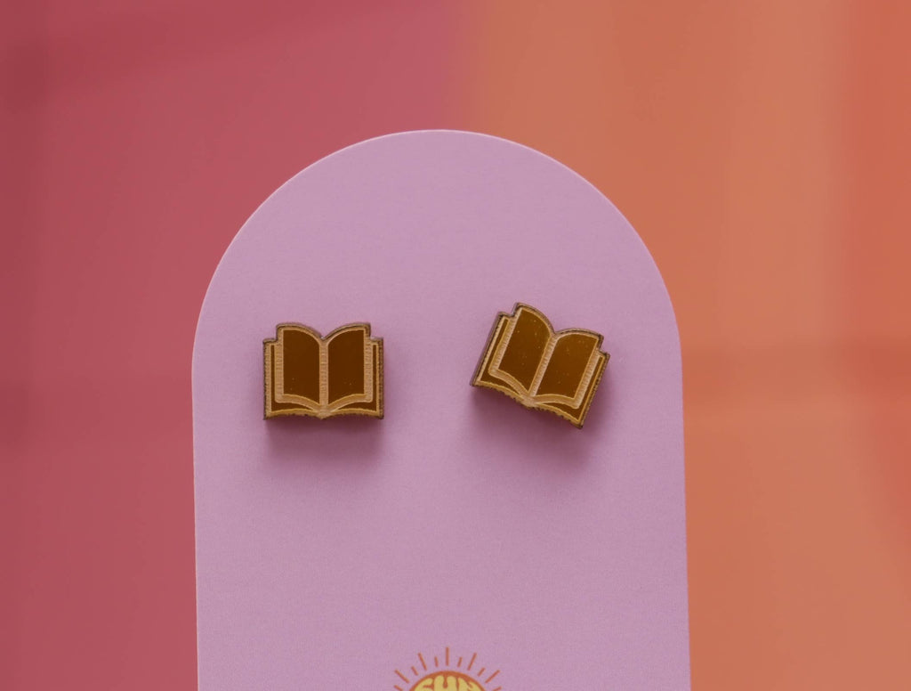 Open Book Tiny Stud Earrings
