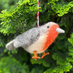 Felt Ornament Tuft Grey Bird