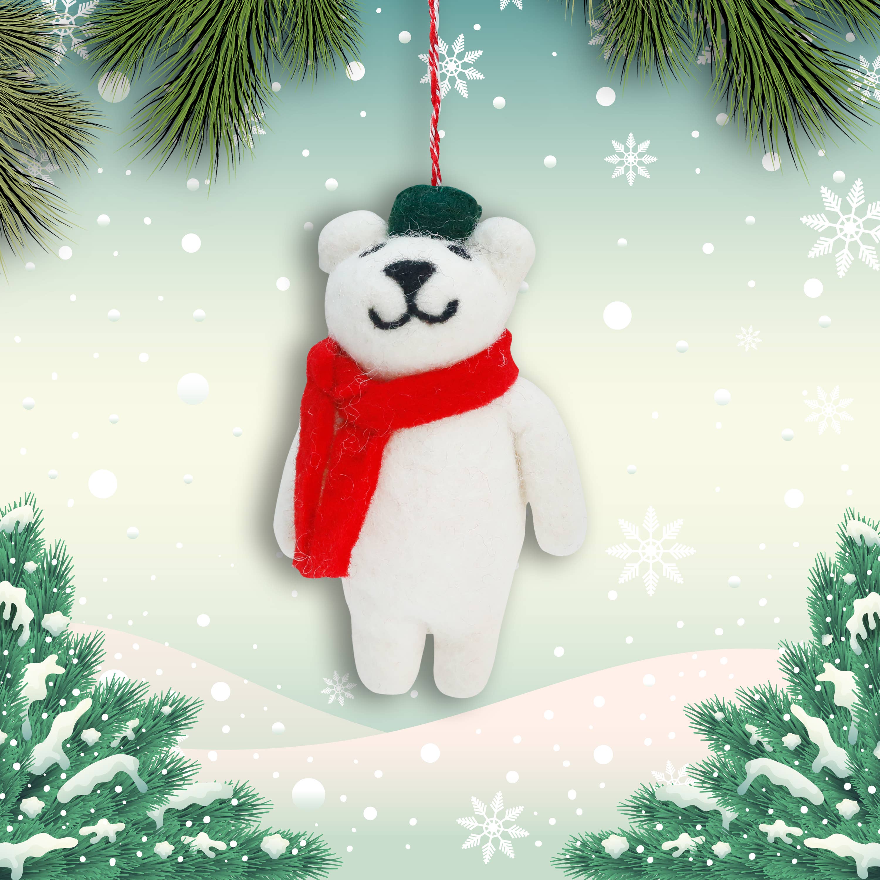 Felt Ornament Tuft Polar Bear
