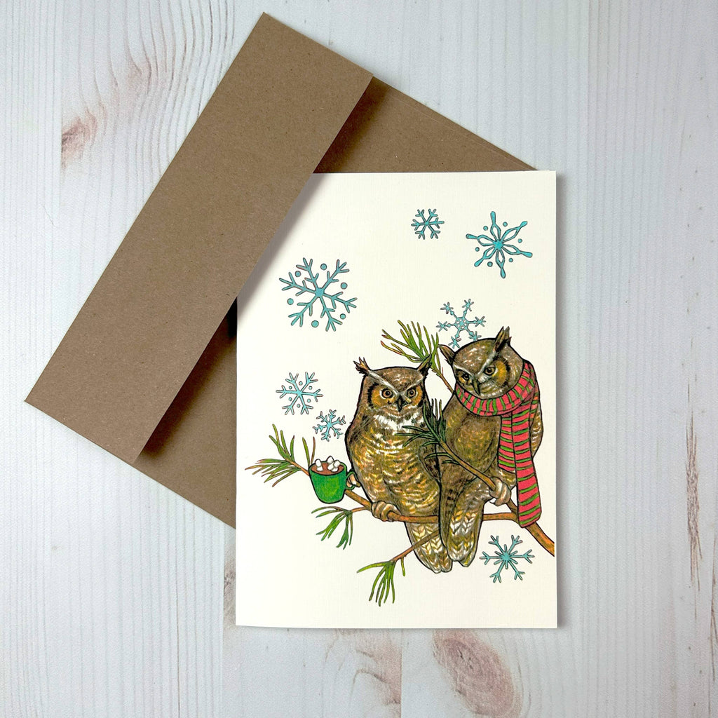 Winter Owls - 5x7 blank notecard