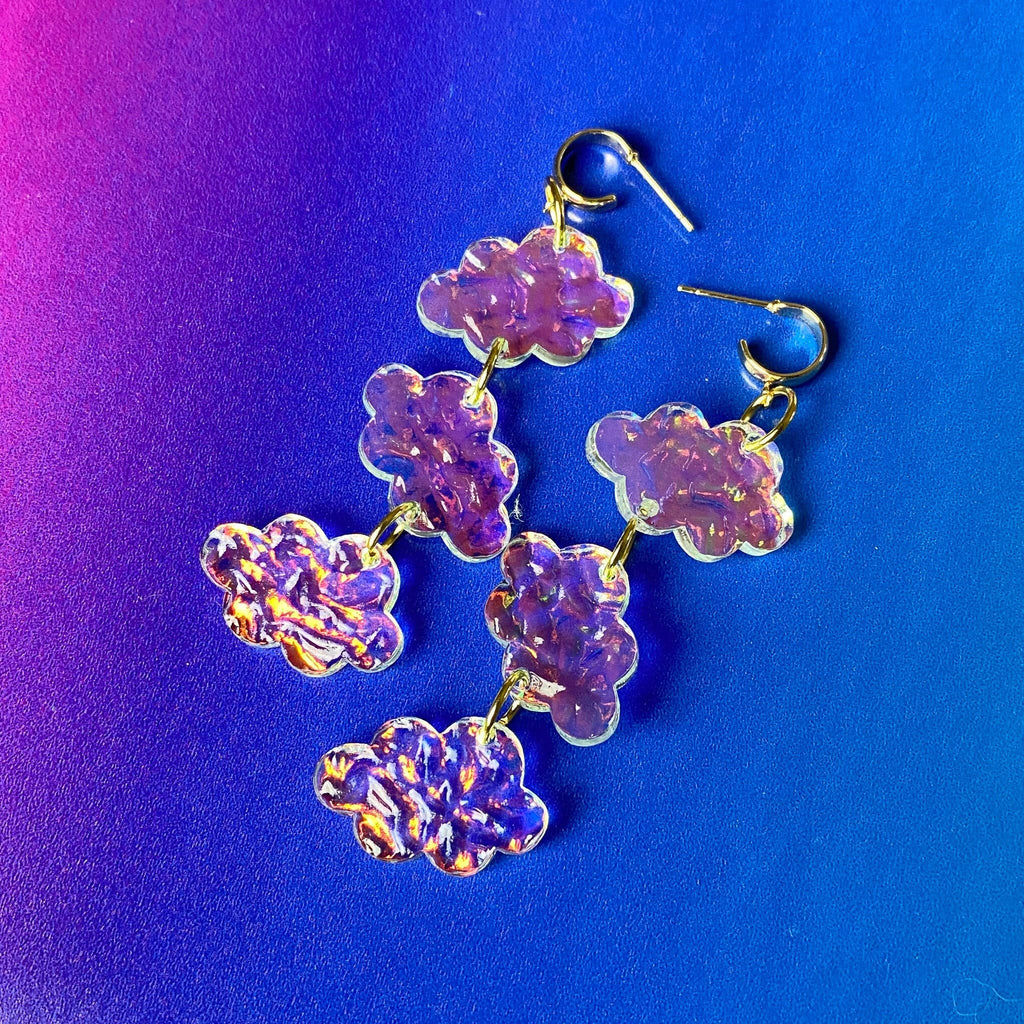 Iridescent Cloud Shimmer Statement Earrings