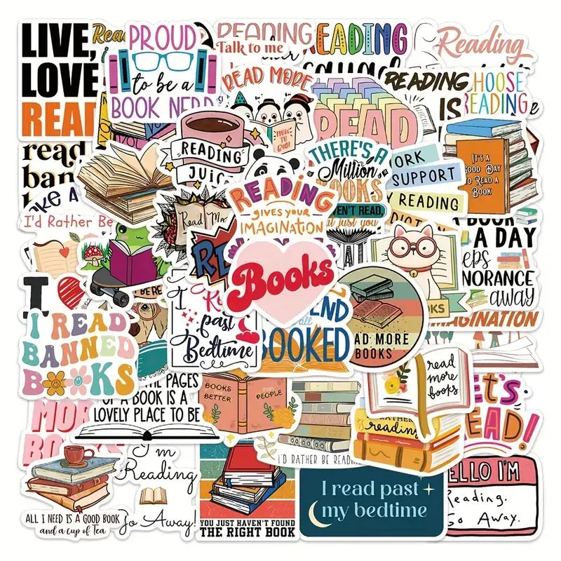 Book Lover Stickers – Reading Theme Packs (10/20/50/100)
