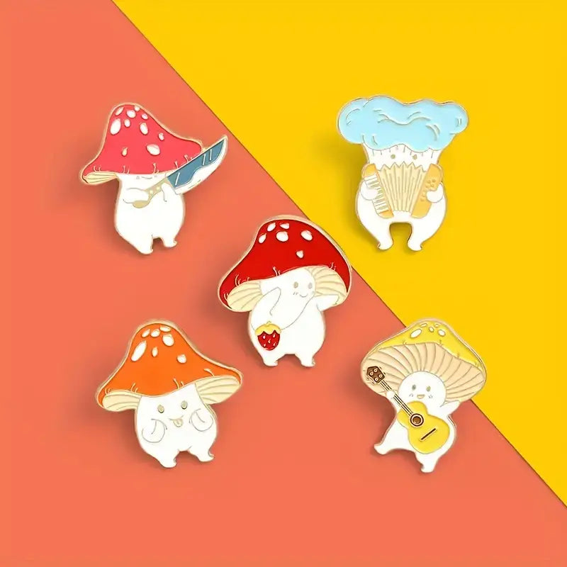 Creative Mushroom Enamel Pins for Backpacks and Clothes