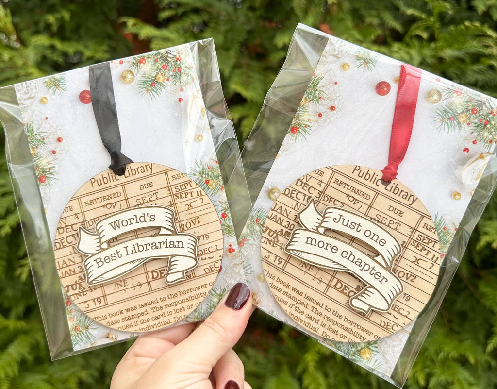 Book Ornament, Library Card Ornament