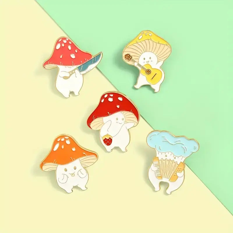 Creative Mushroom Enamel Pins for Backpacks and Clothes