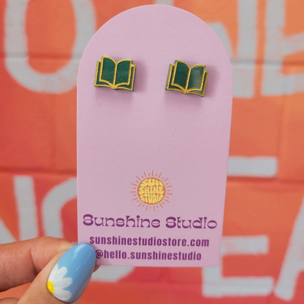 Open Book Tiny Stud Earrings