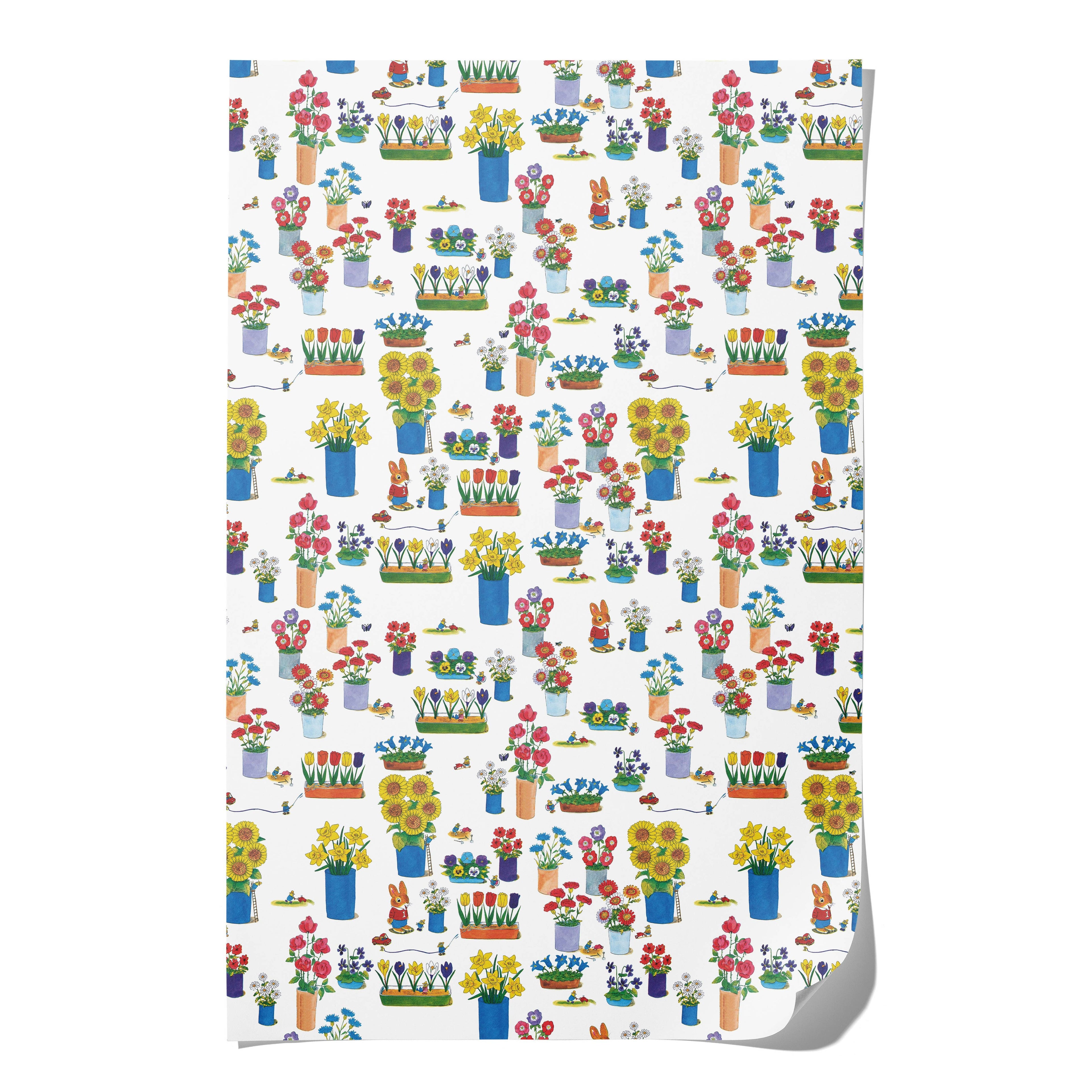 Richard Scarry Busytown Flowers wrapping paper