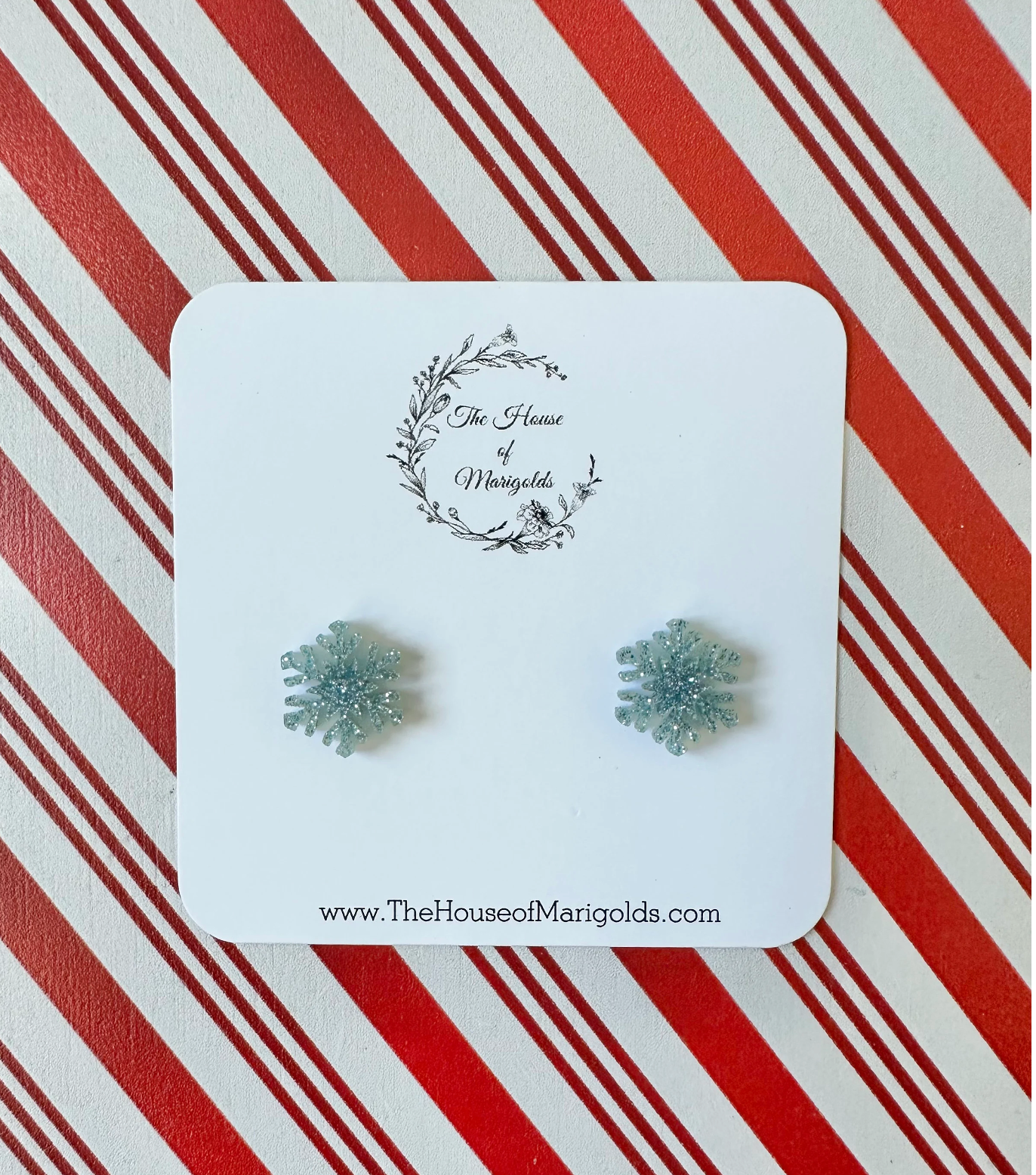 Glitter Snowflake Stud Earrings