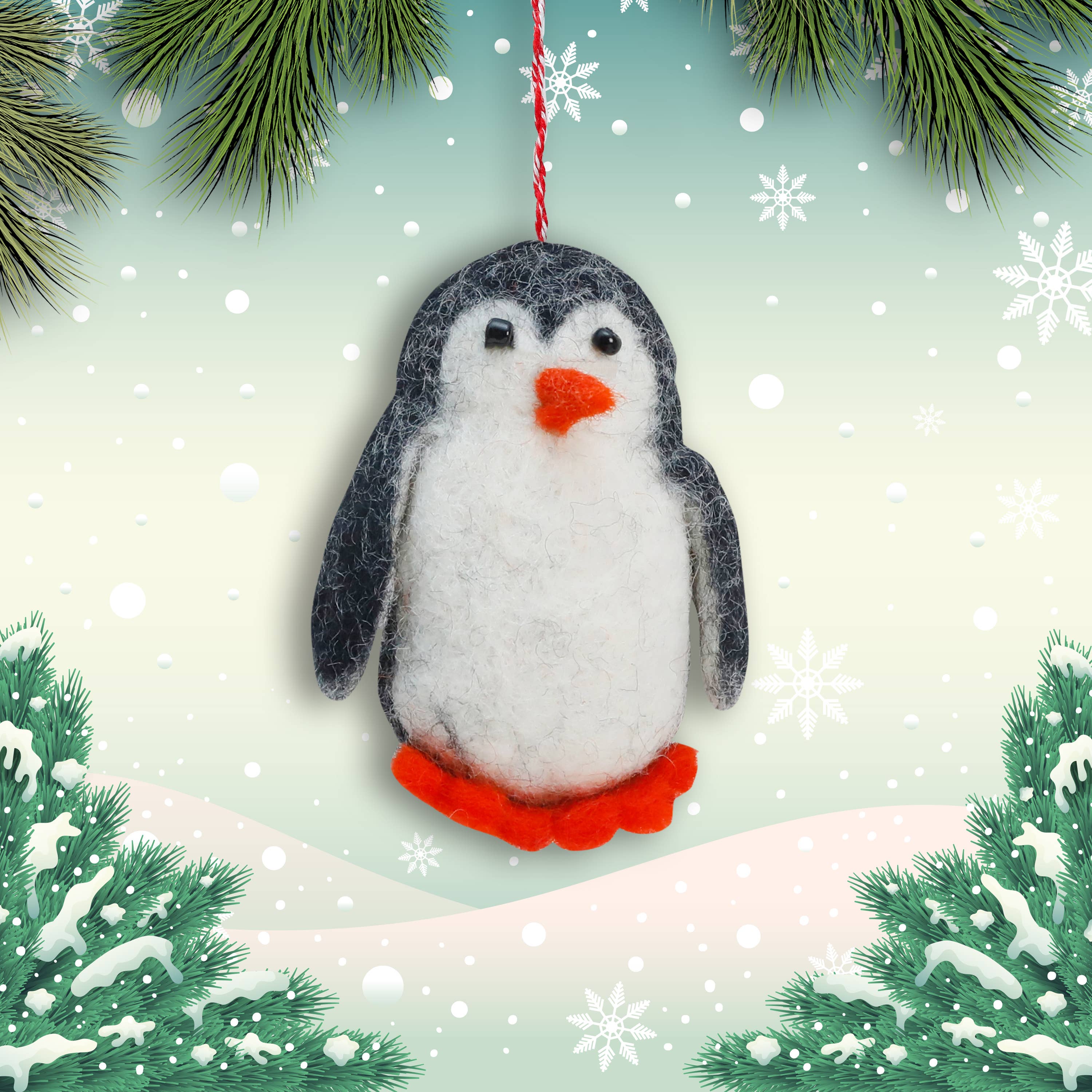 Felt Ornament Tuft Penguin Tall