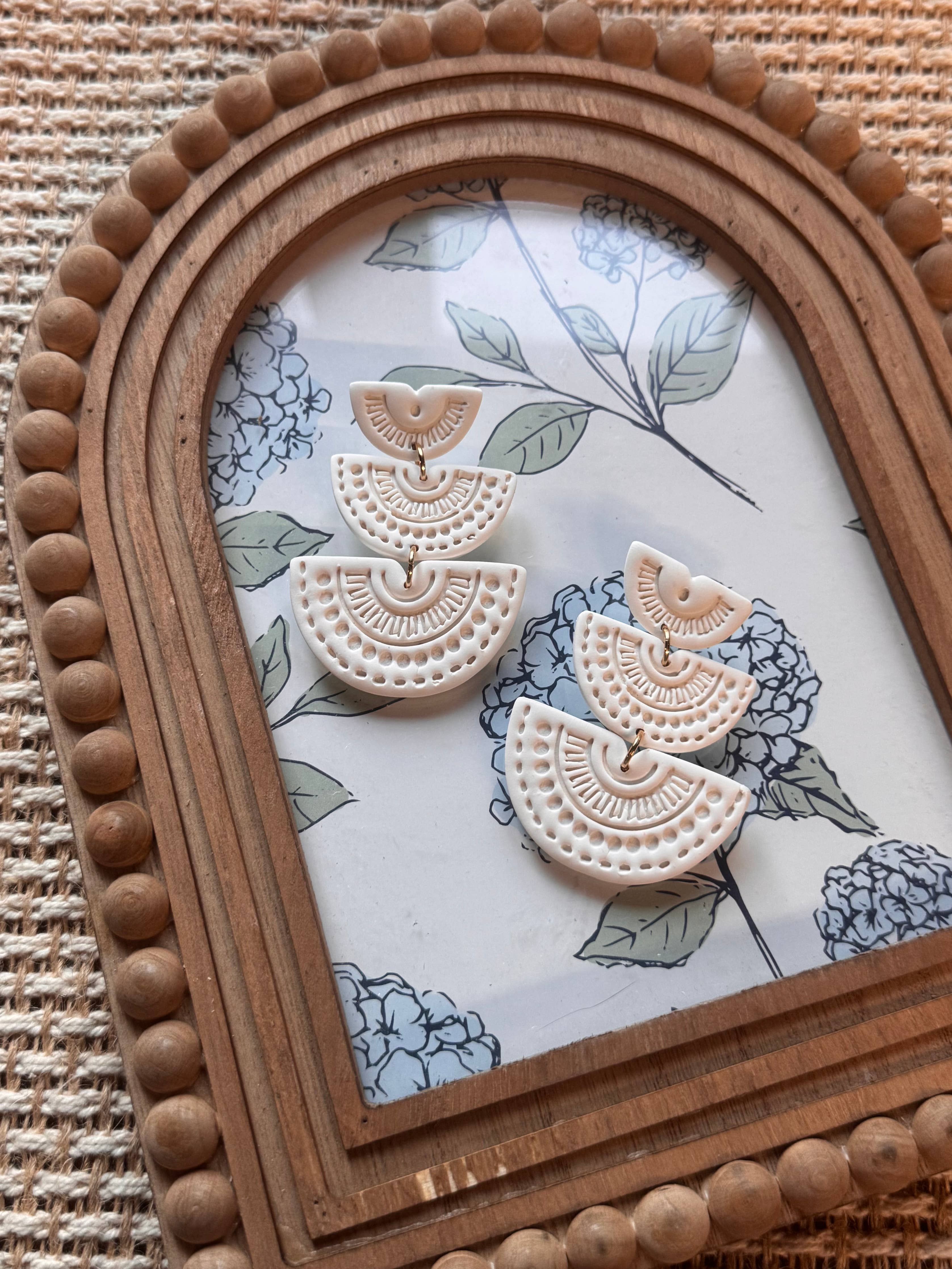 White Statement Polymer Clay Earrings