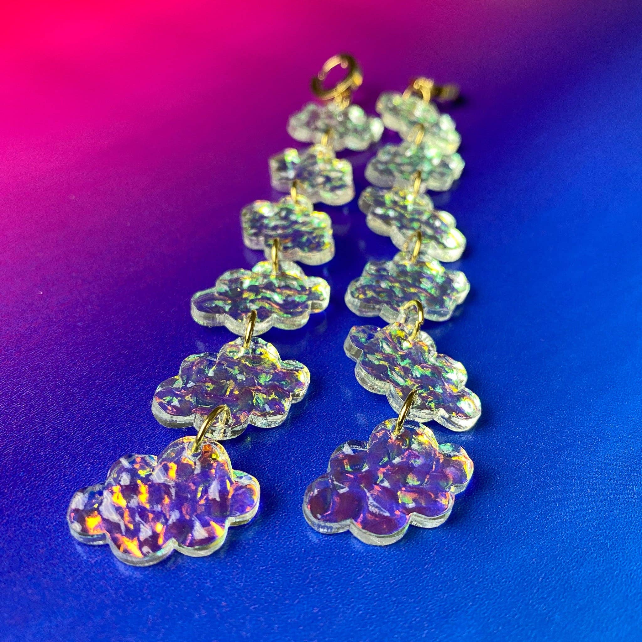 Iridescent Cloud Shimmer Statement Earrings