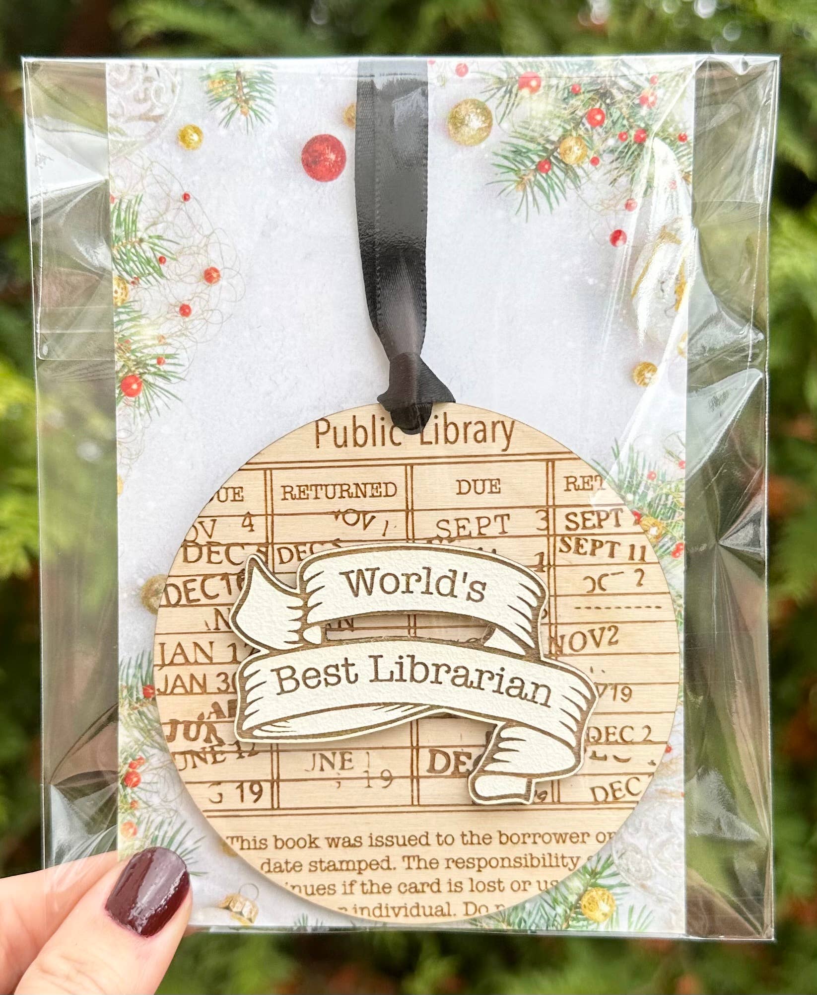 Book Ornament, Library Card Ornament