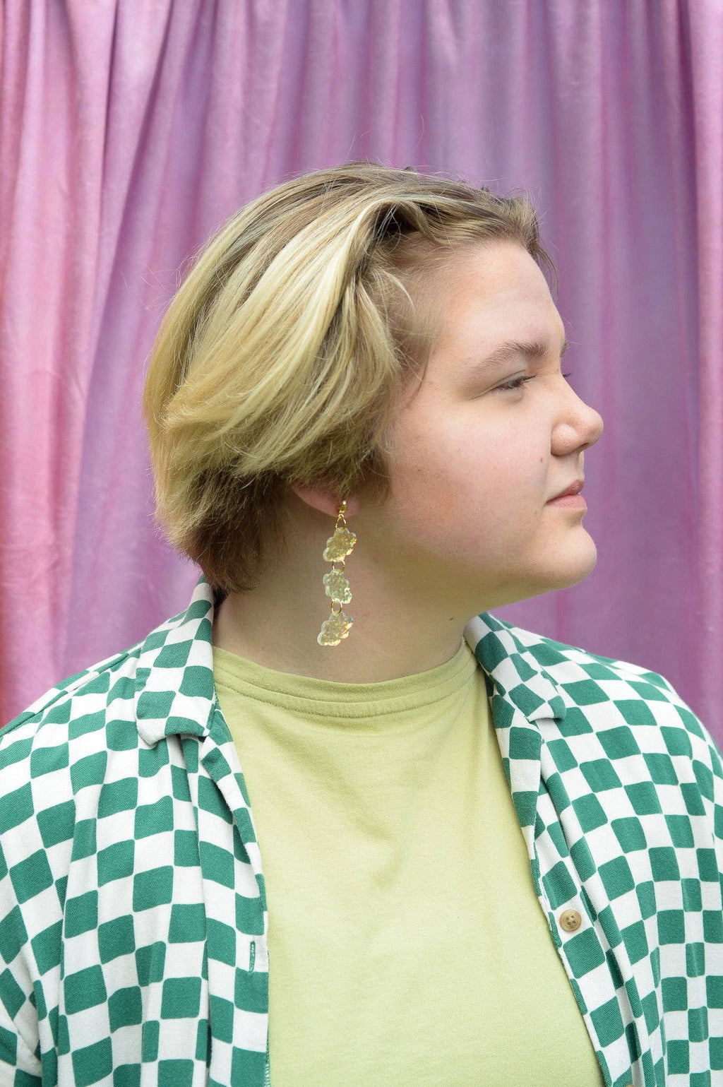 Iridescent Cloud Shimmer Statement Earrings