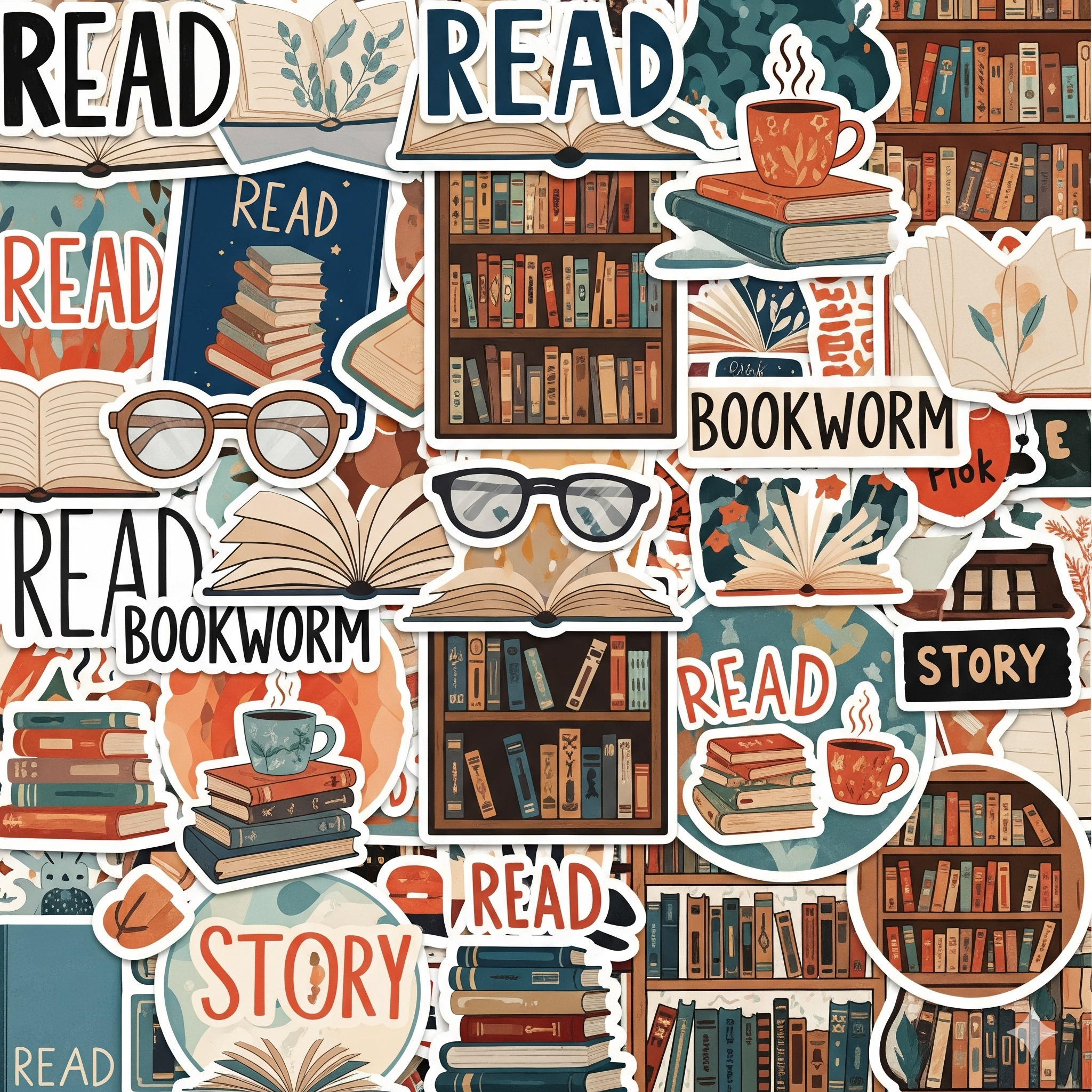 Book Lover Stickers – Reading Theme Packs (10/20/50/100)
