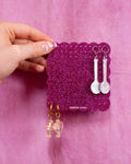 Glittering Magenta Travel Earring Holder