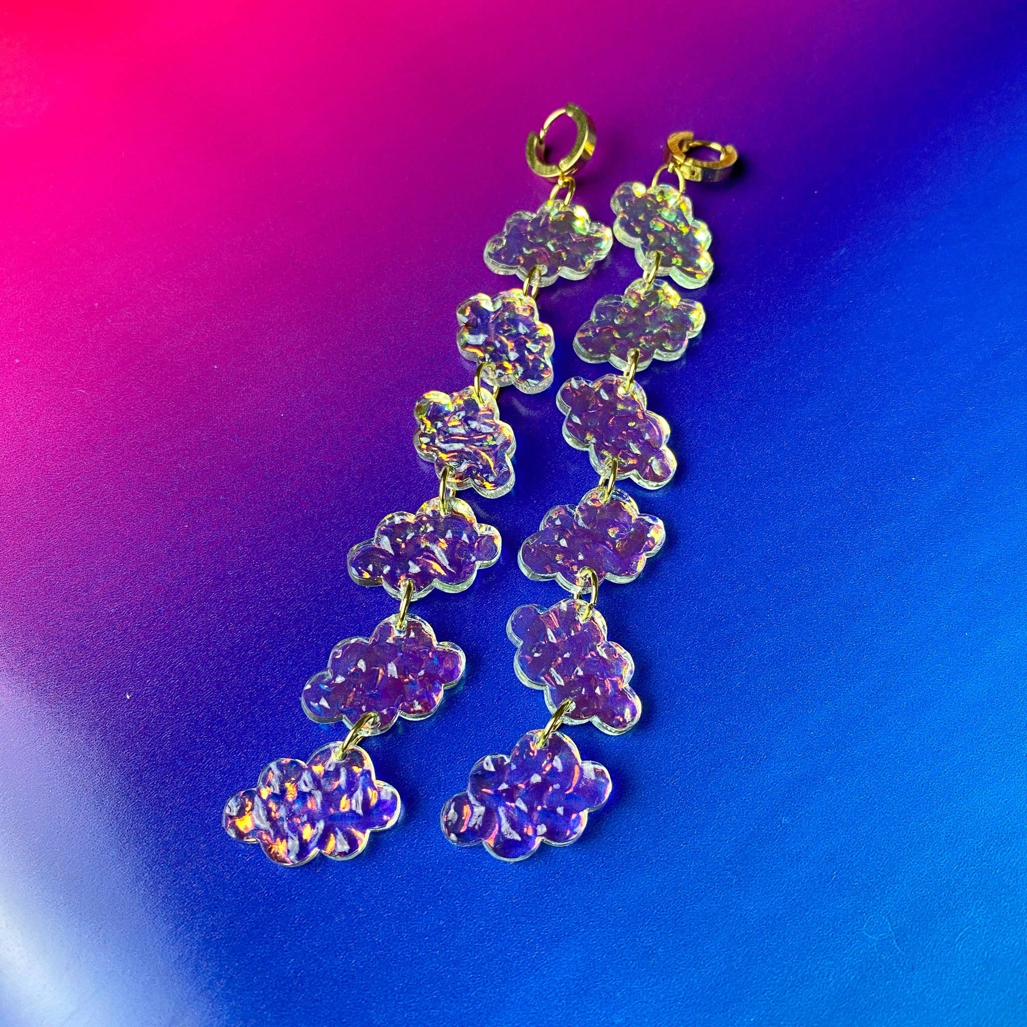 Iridescent Cloud Shimmer Statement Earrings