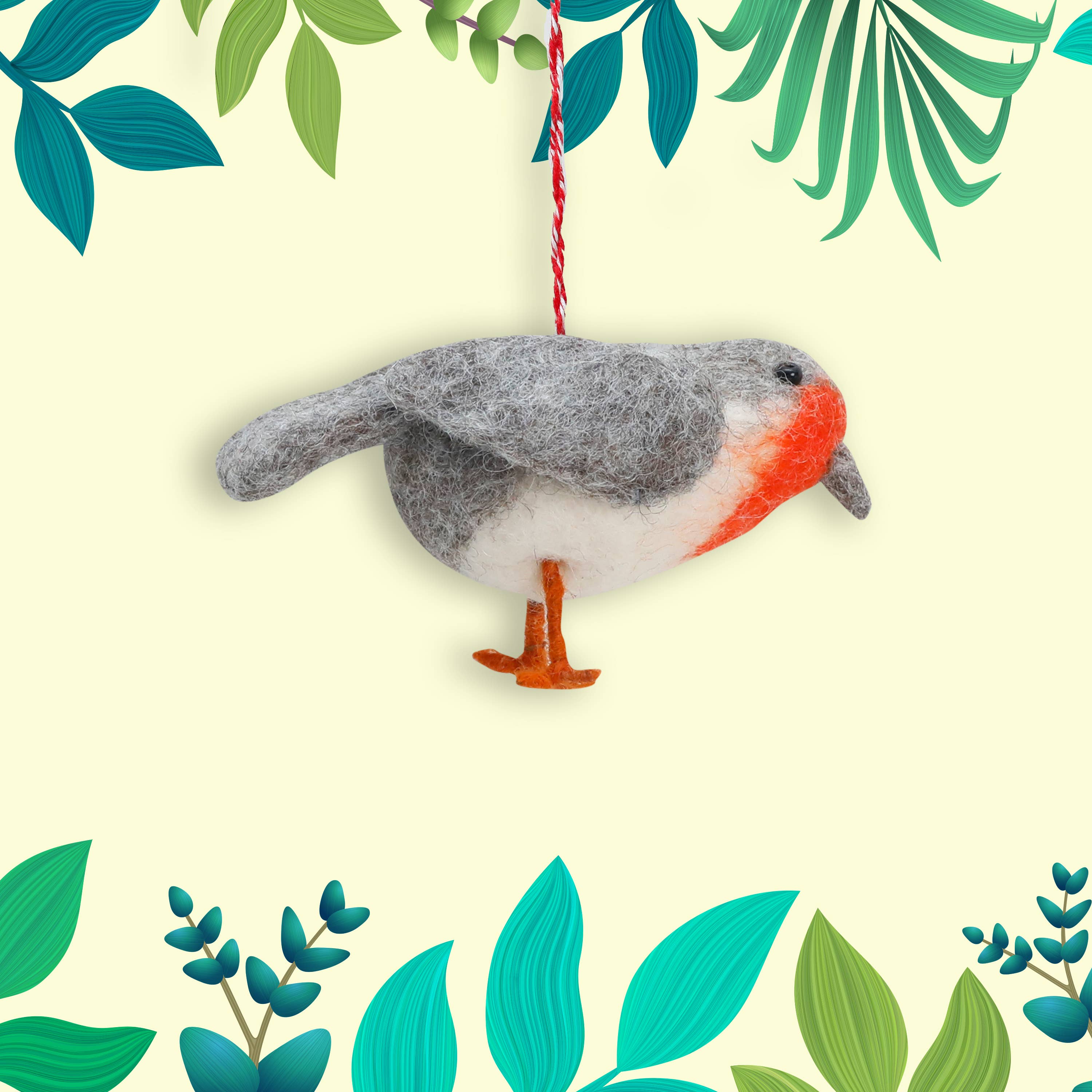 Felt Ornament Tuft Grey Bird