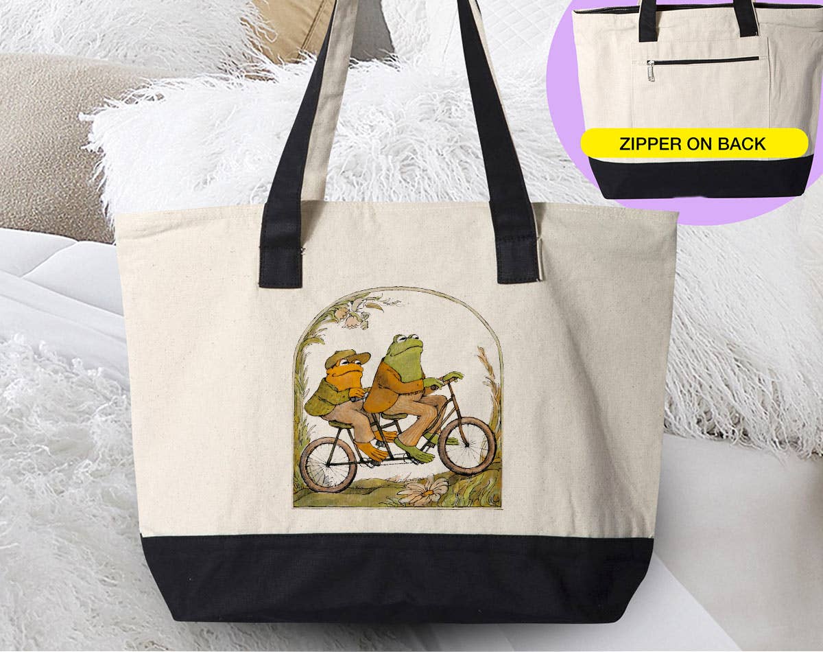 Frog And Toad - Cottagecore Meme Canvas Zipper Tote