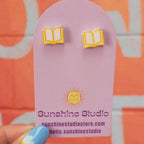 Open Book Tiny Stud Earrings