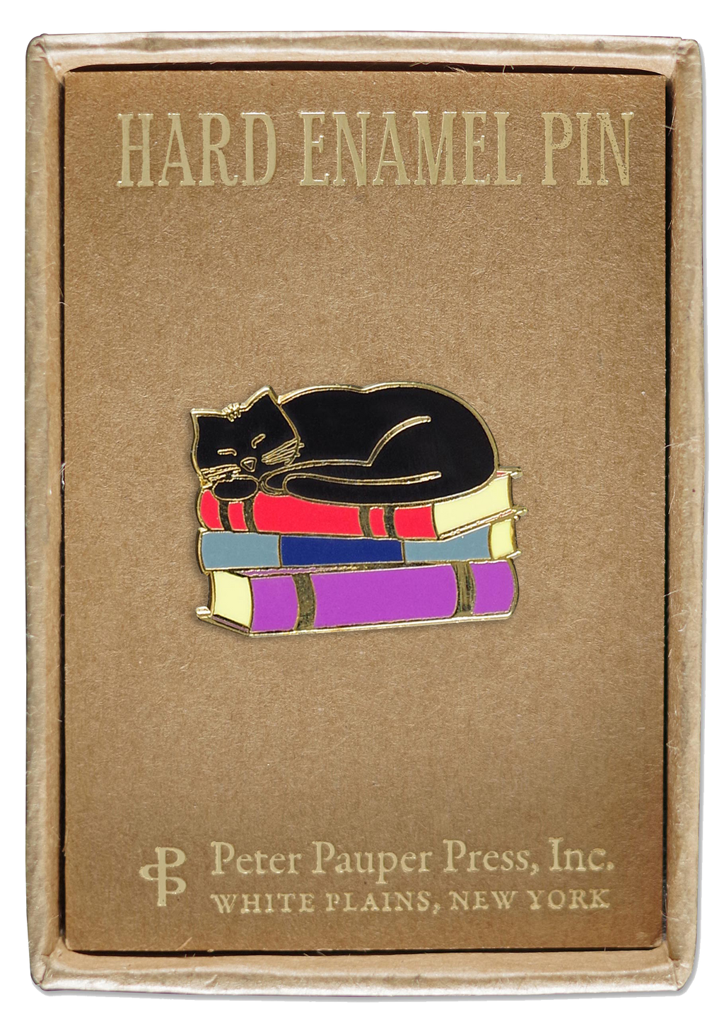 Cat with Books Enamel Pin