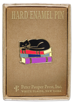 Cat with Books Enamel Pin