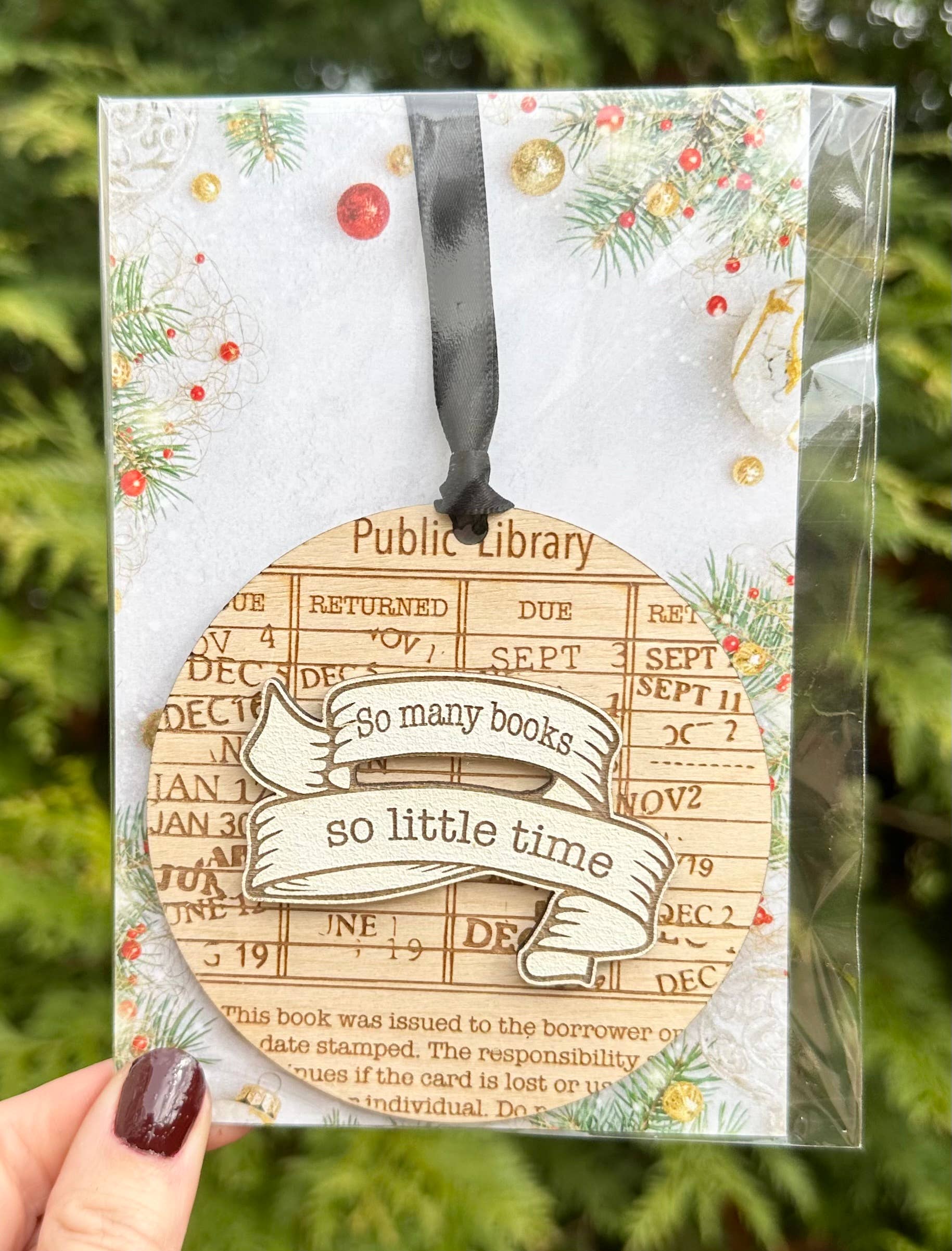 Book Ornament, Library Card Ornament