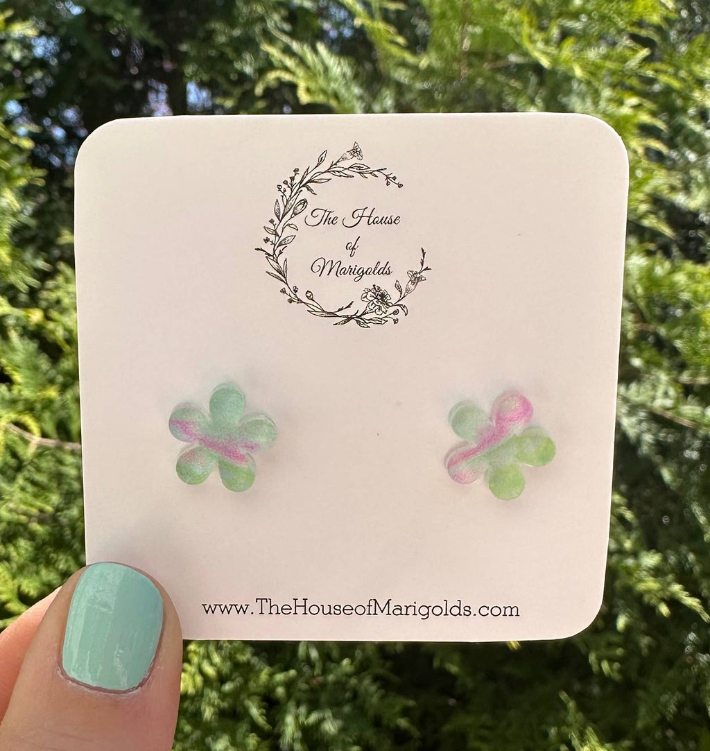 Tie-Dye Flower Earrings, Flower Earrings