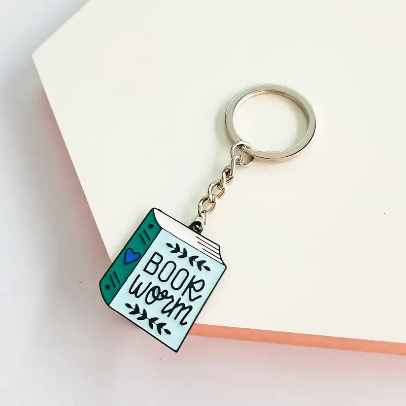 "Bookworm" Enamel Keychain – Perfect for Book Lovers