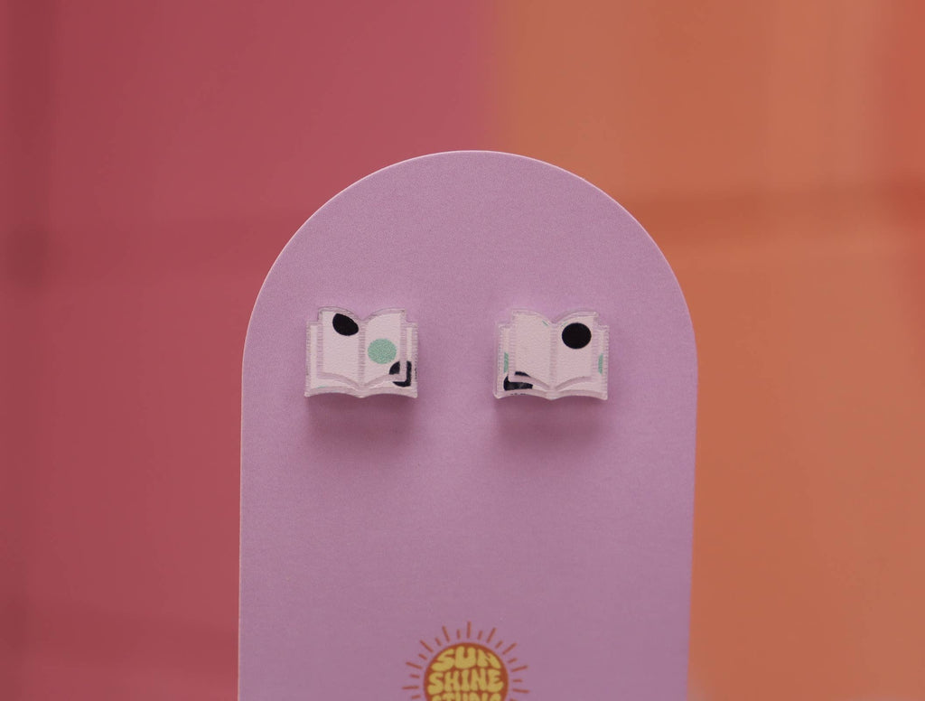 Open Book Tiny Stud Earrings