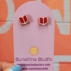 Open Book Tiny Stud Earrings